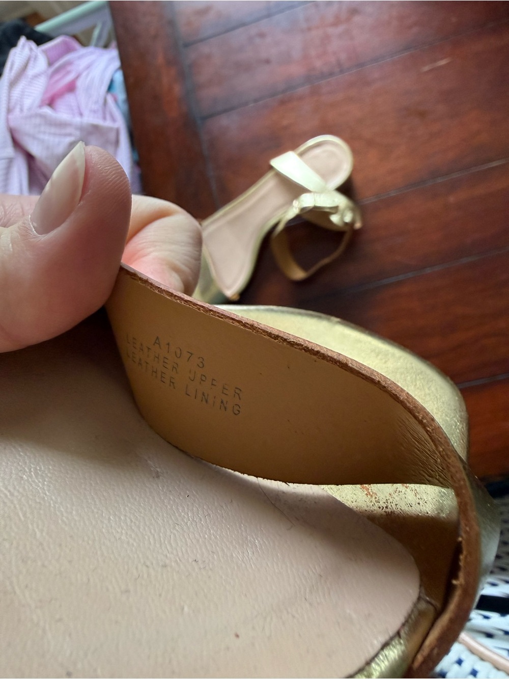 J. Crew Gold Ankle-Strap Low Block Heel Sandals - Picture 3 of 3